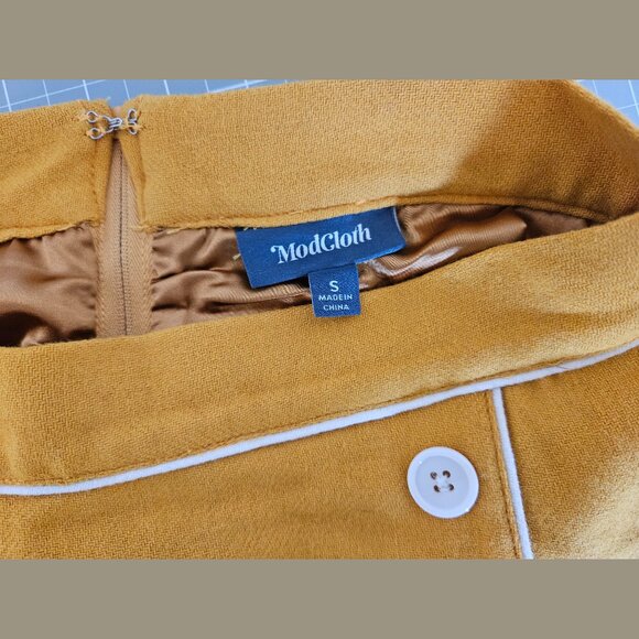ModCloth Mustard Yellow Wool Pencil Skirt - Picture 3 of 8